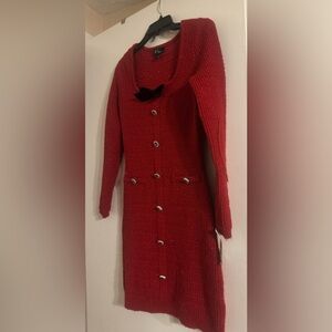 BCX Juniors' Square-Neck Bow Long-Sleeve Sweater Dress